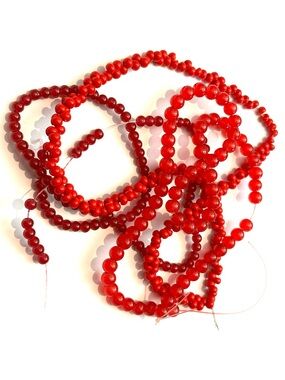 Set of 3 Vibrant Red Glass Bead Strands for Crafts & Jewelry Making